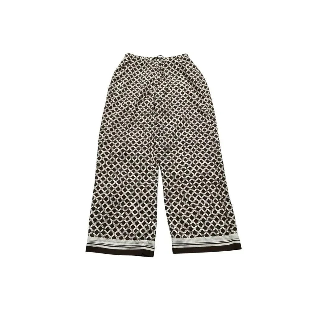 Abercrombie & Fitch Brown Geometric Wide Leg Drapey Pull On Pants Size Small